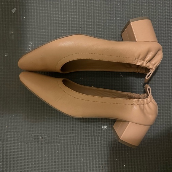 EVERLANE The Day Heel Leather Round Toe Block Heel Shoe Nude Size 9 - Picture 4 of 12